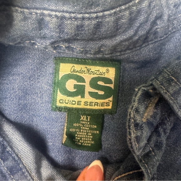 Gander Mountain Guide Series shirt shooting shirt chambray button up denim XLT - Picture 5 of 8